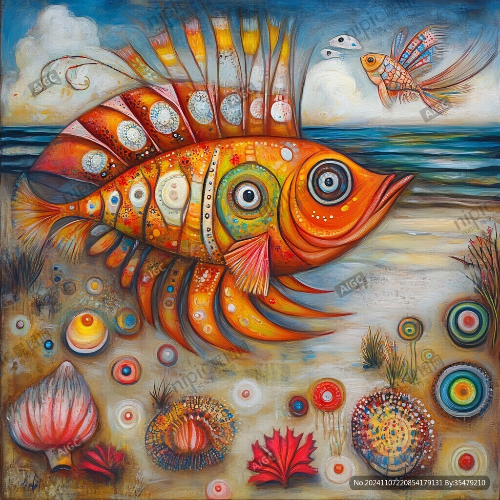 彩色魚裝飾畫風格