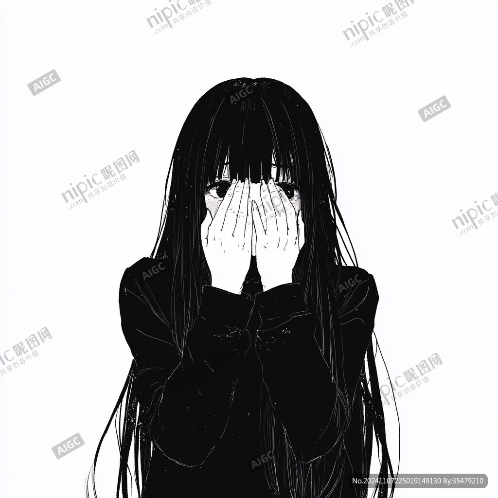 女生頭像黑白稿