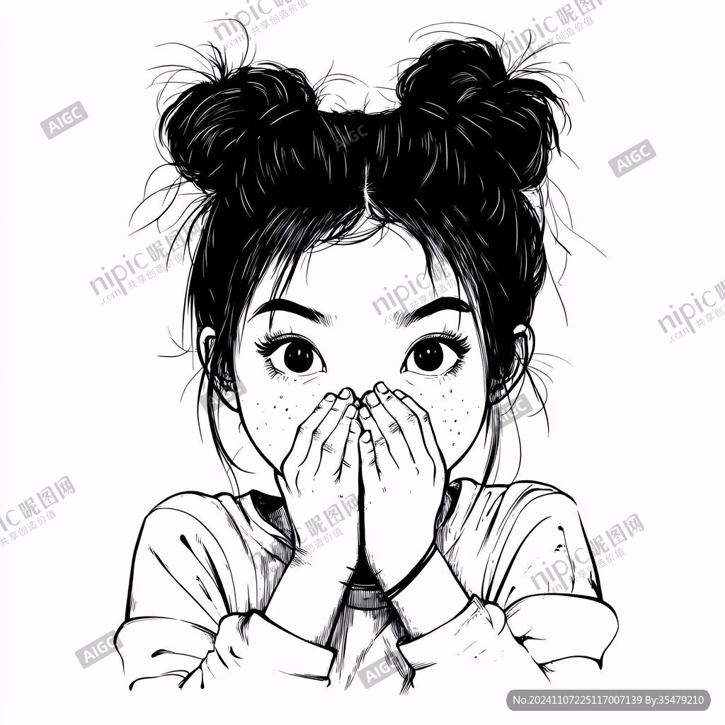 丸子頭插畫頭像