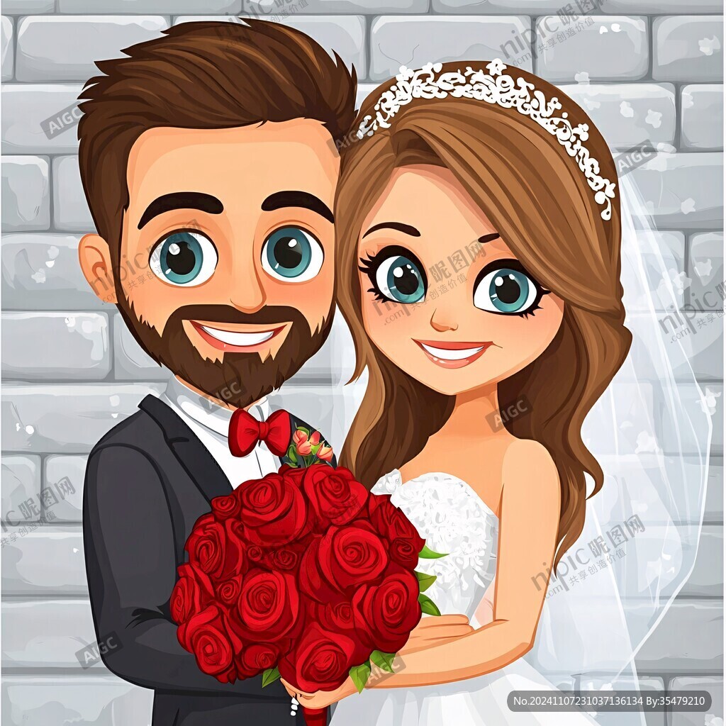 卡通結婚新人