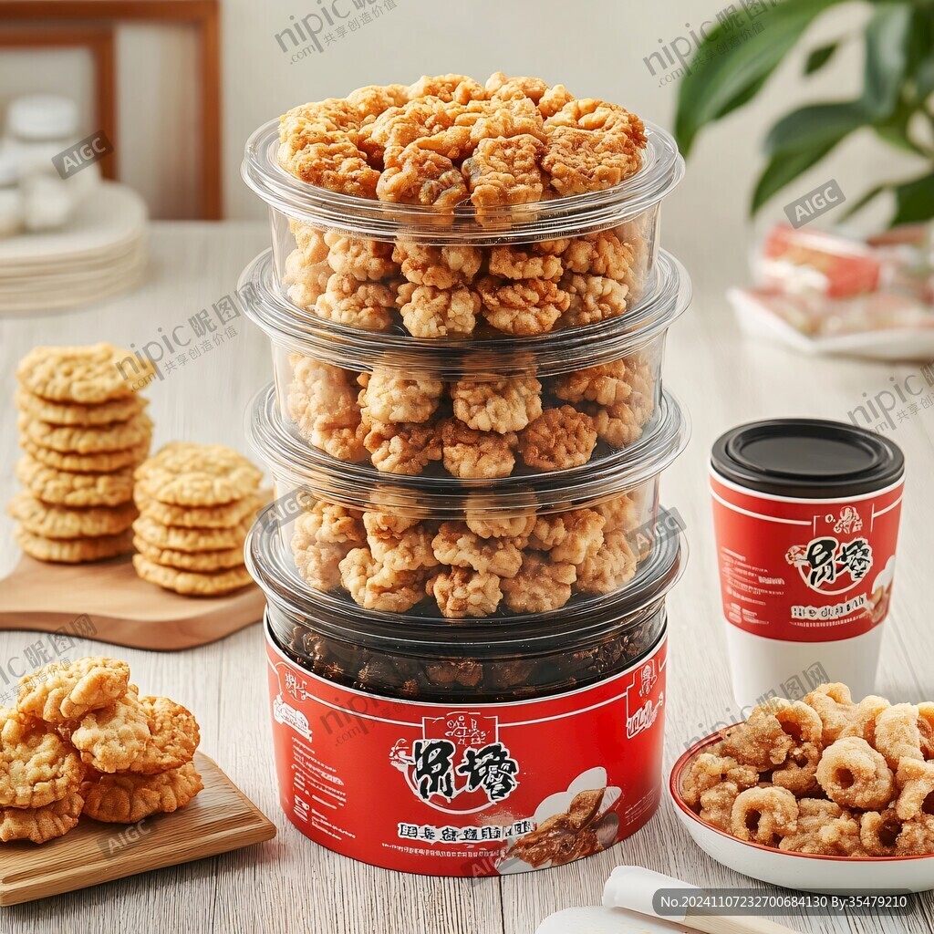 圓形吃的零食即食食品