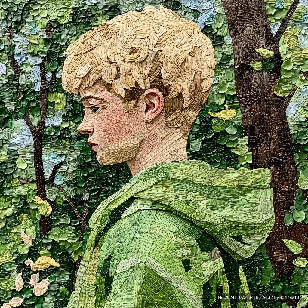 少年浮雕畫