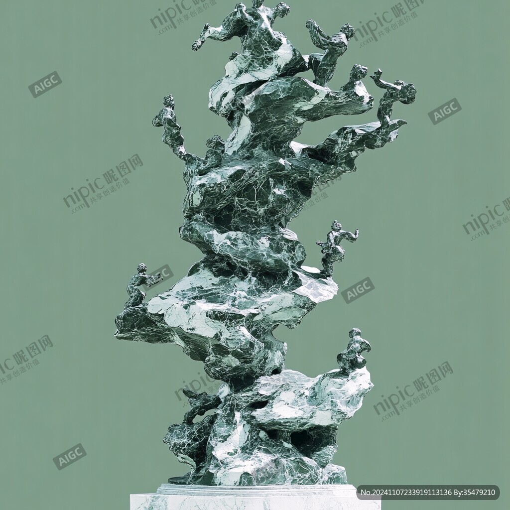 綠色藍(lán)色造型雕塑