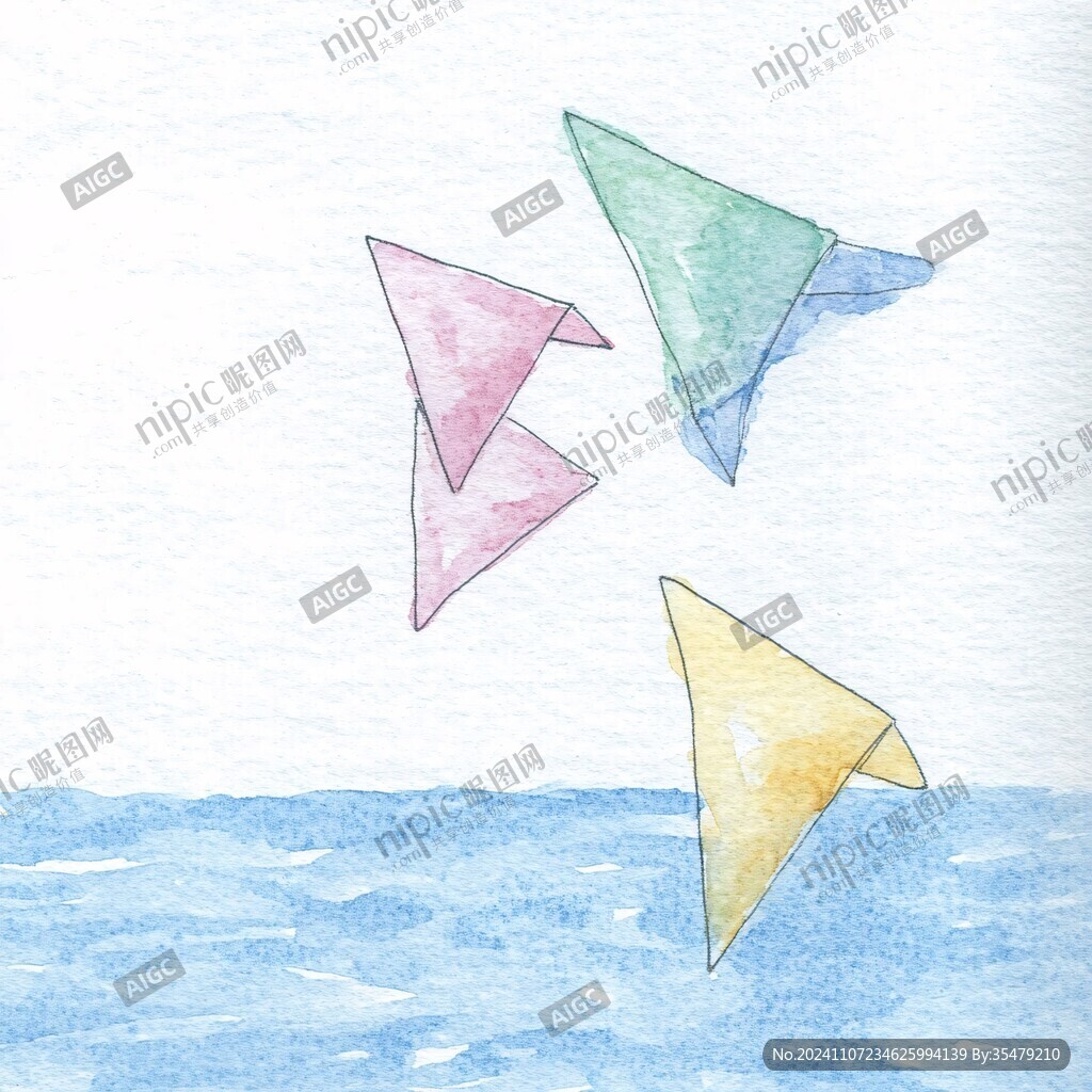 線條色塊魚