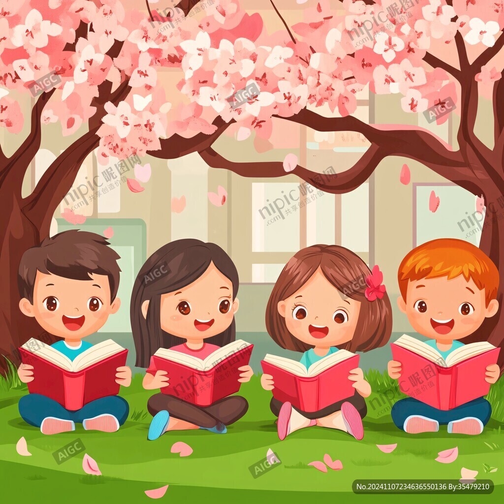 兒童看書插畫