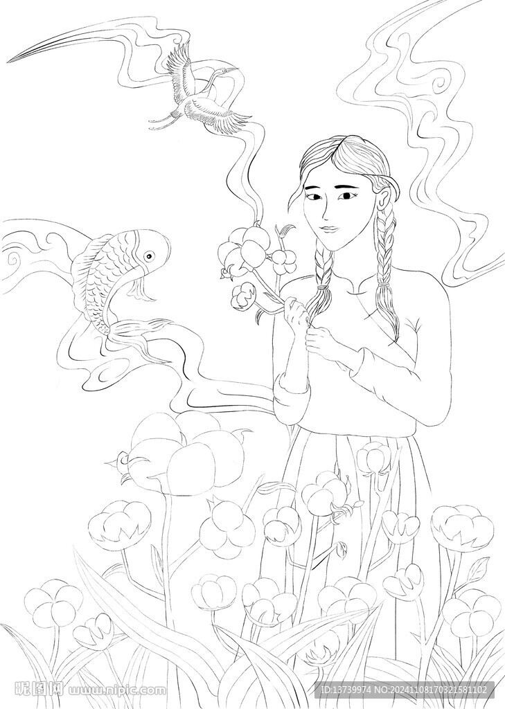 棉花農(nóng)產(chǎn)品包裝線稿