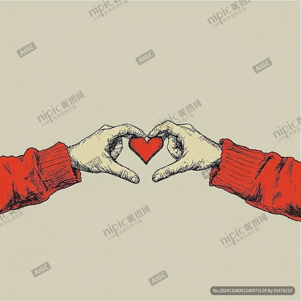 手捧愛心插畫