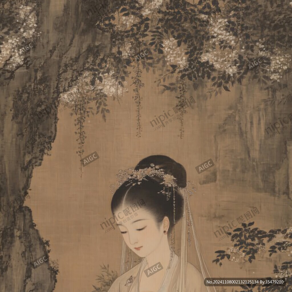 工筆高清美人松