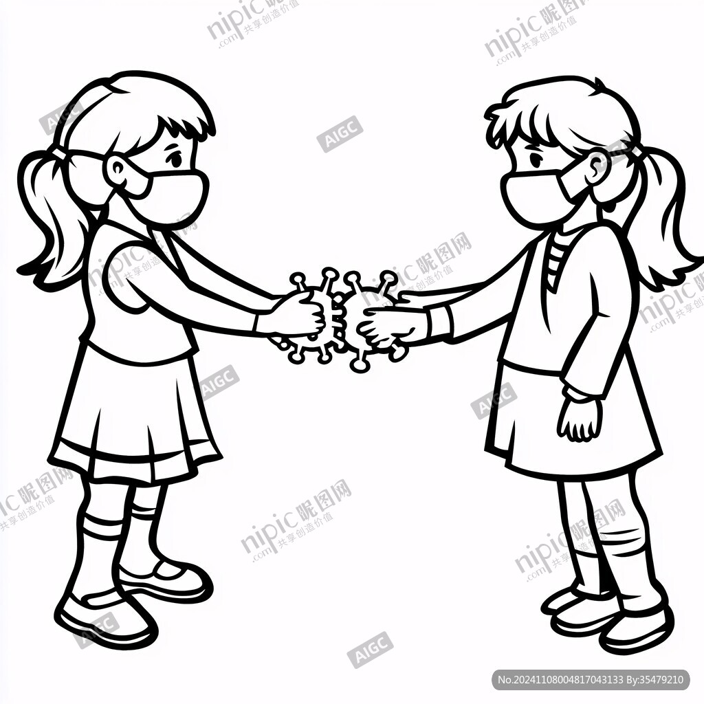 兩個(gè)帶口罩的小女孩