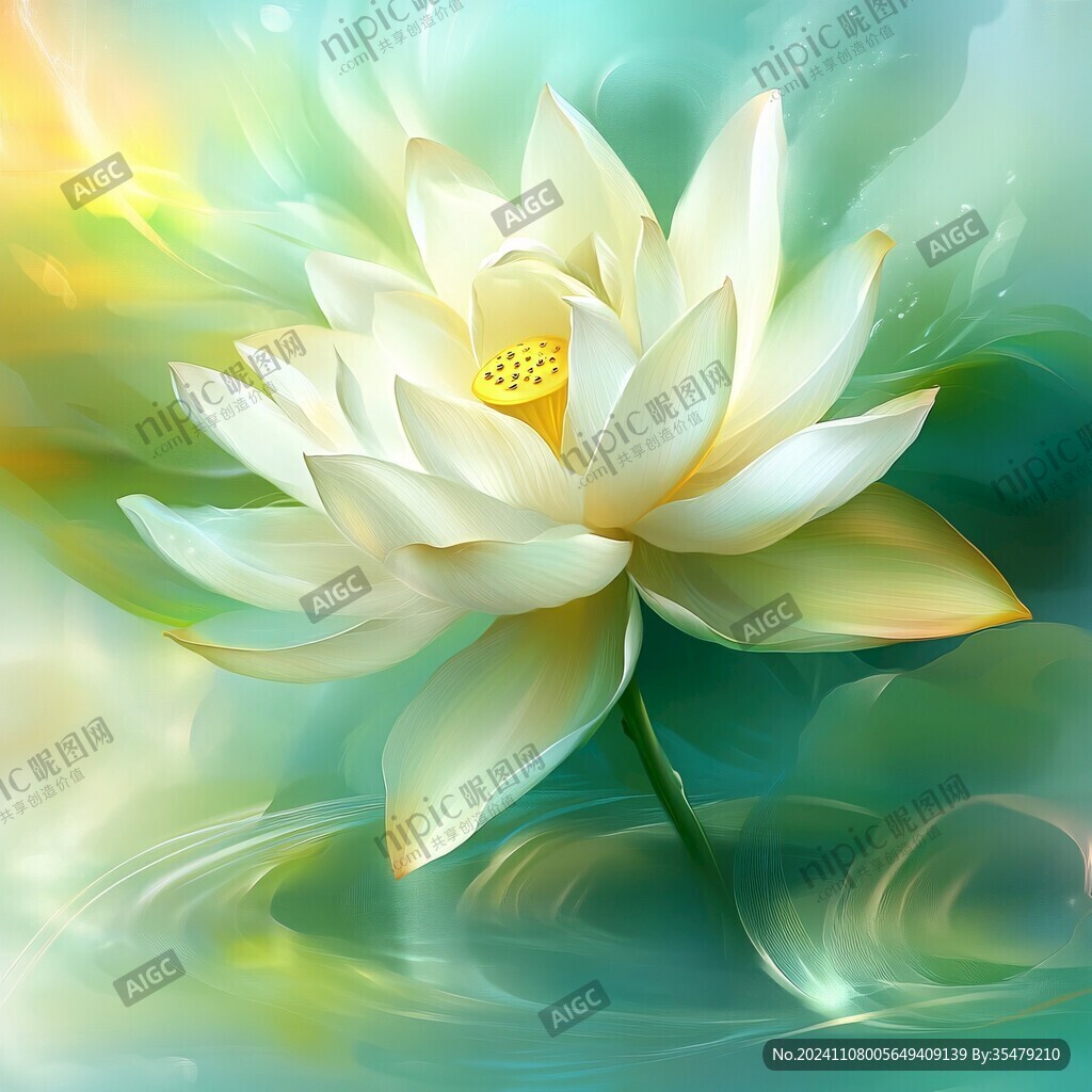 夢(mèng)幻蓮花荷花水紋圖