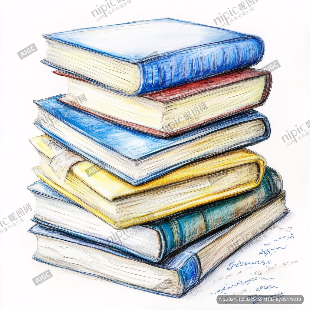 一摞書插畫