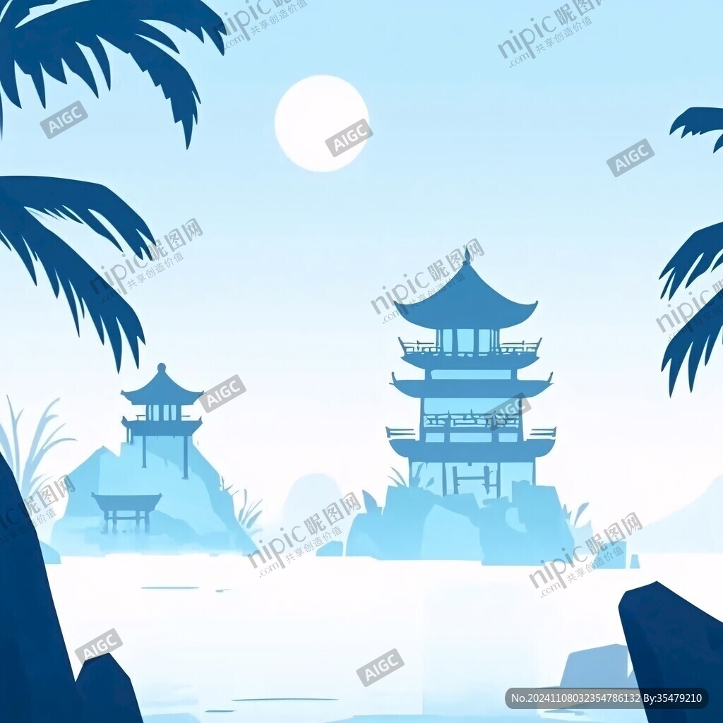 毫州建筑插畫背景