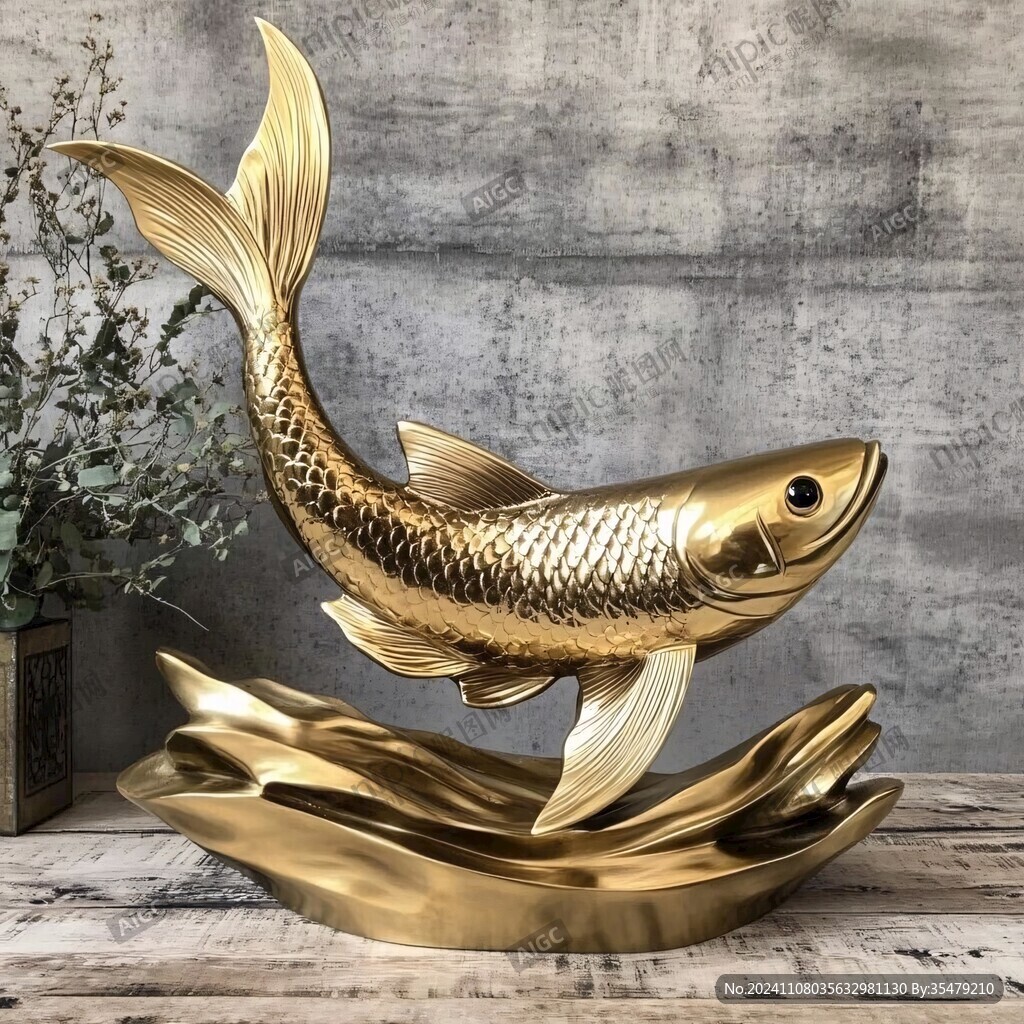 魚黃金擺件