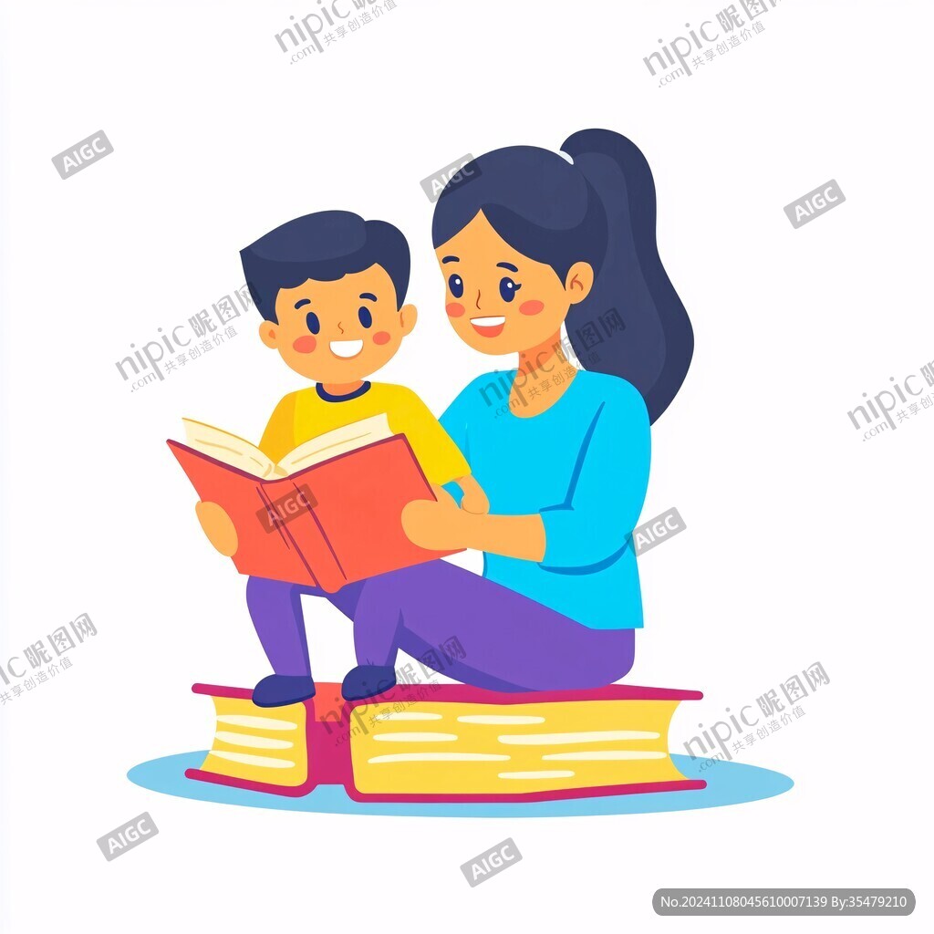 讀書看書卡通人物素材
