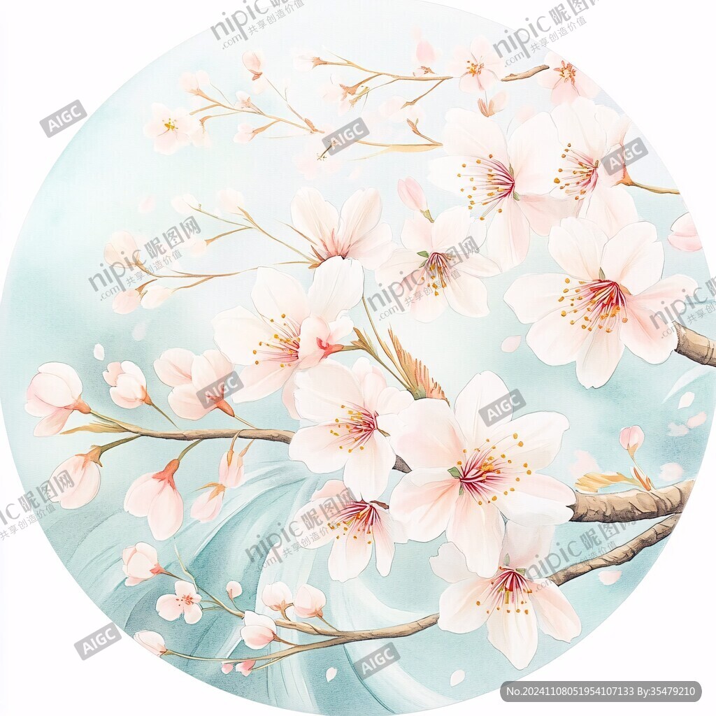 桃花圓形裝飾畫