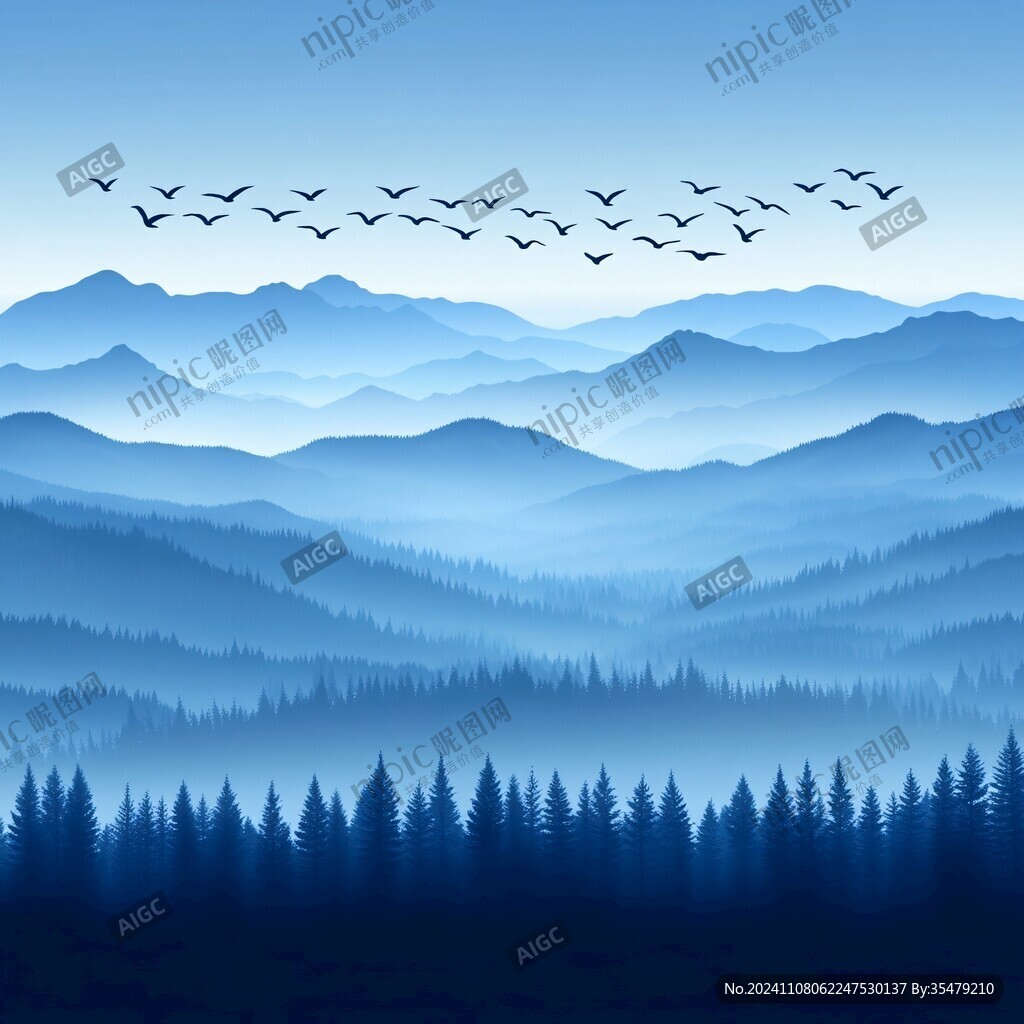 藍調遠山背景