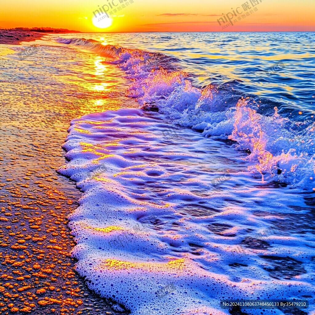 海浪浪花日出日落