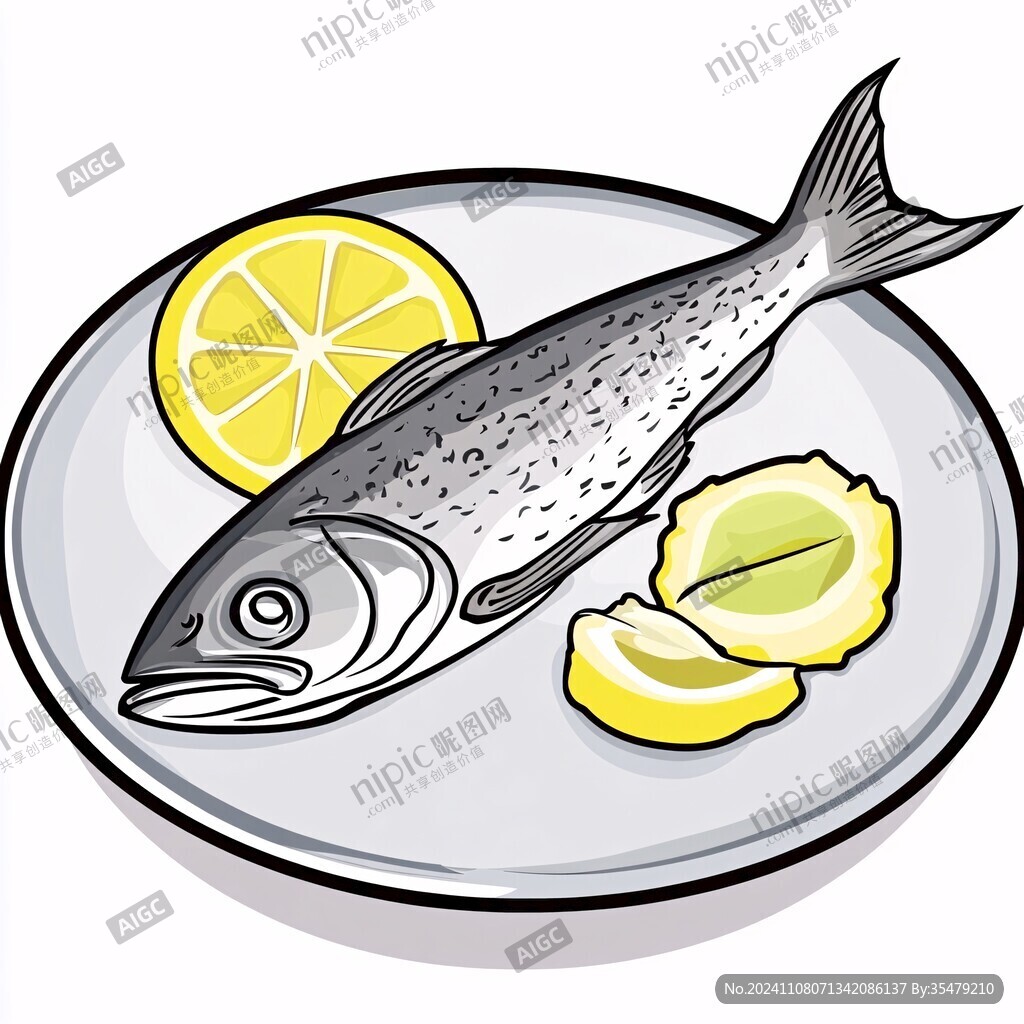 卡通彩色魚盤子圖案