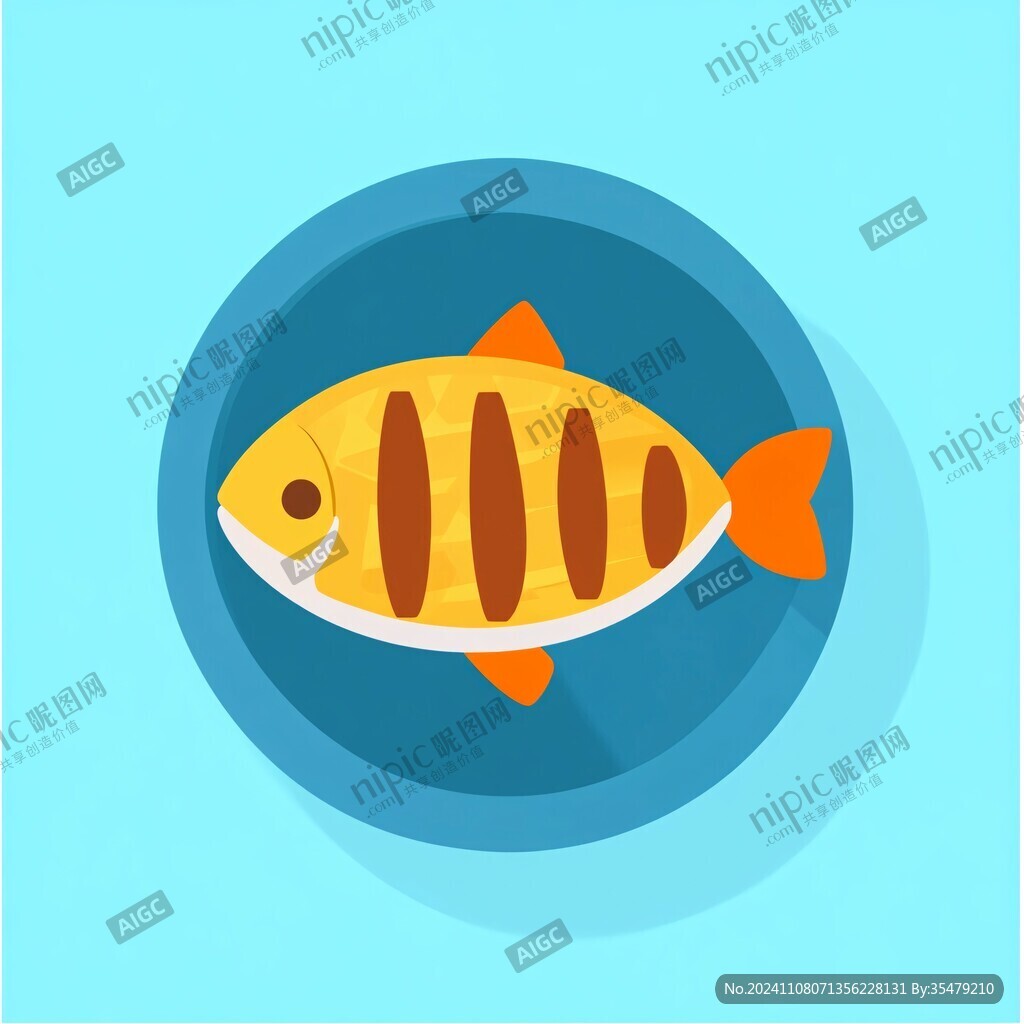 卡通彩色魚盤子圖案