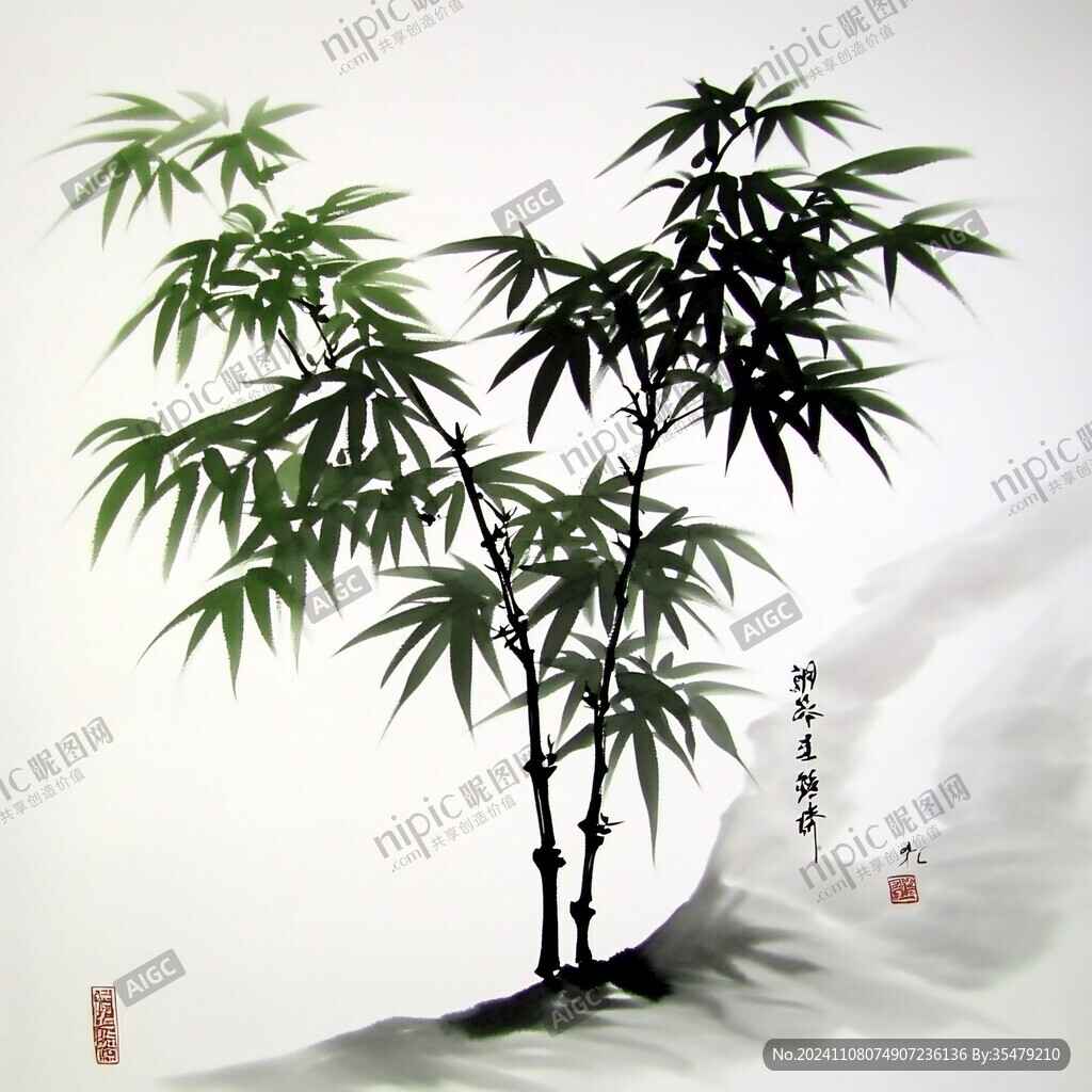 水墨竹壁畫(huà)