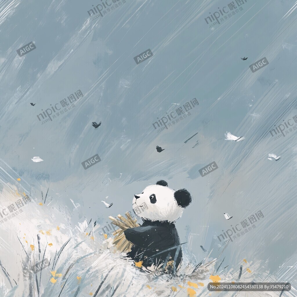 熊貓節氣插畫