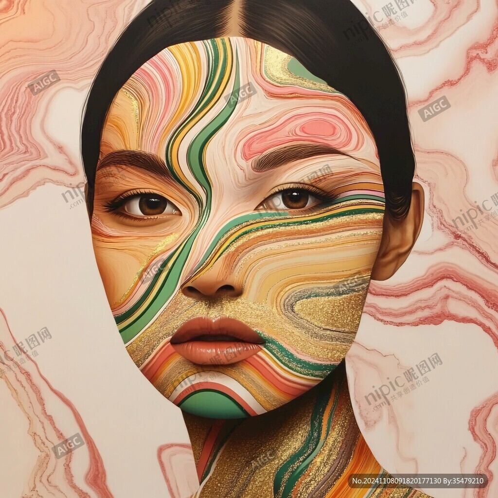 人臉色塊拼接裝飾畫