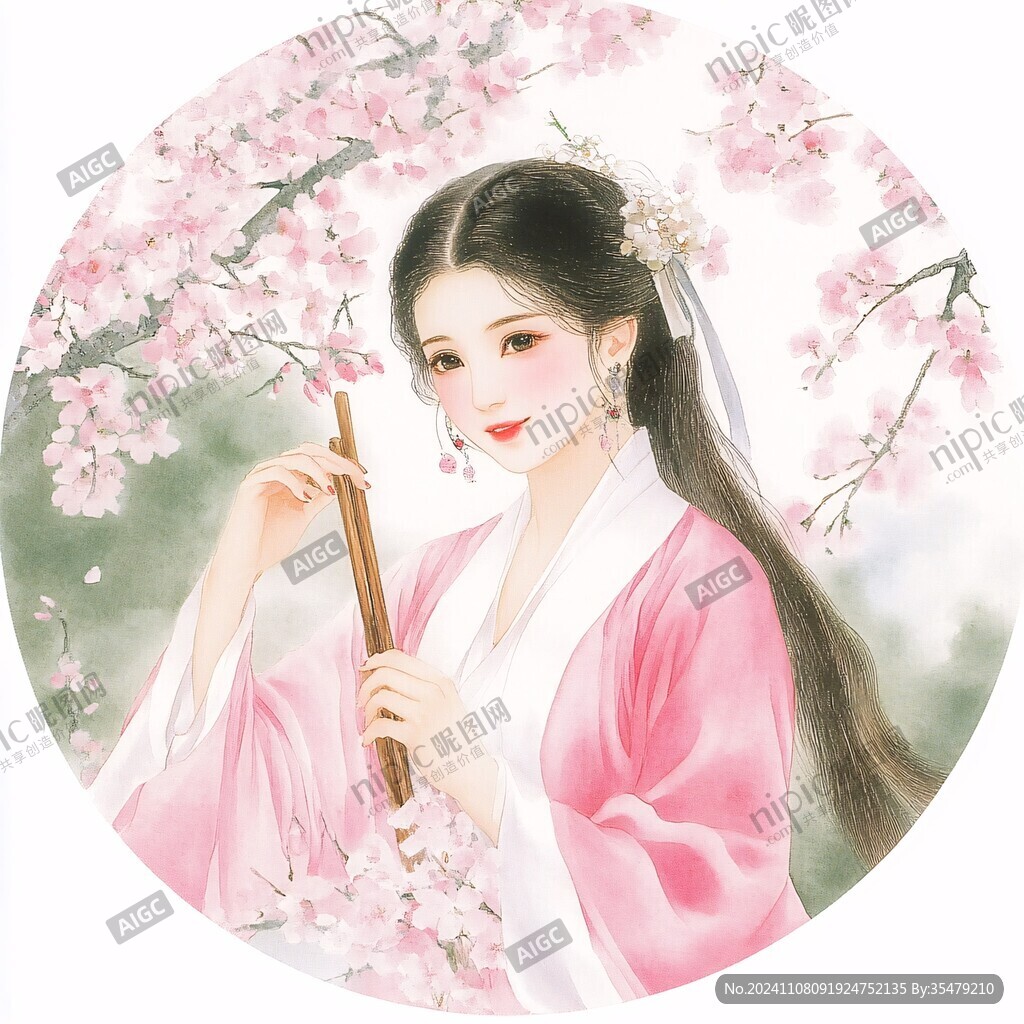 古風(fēng)美女頭像插畫封面