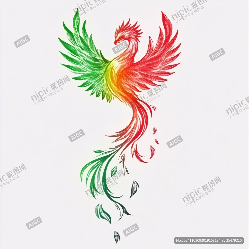 手繪彩色鳳凰