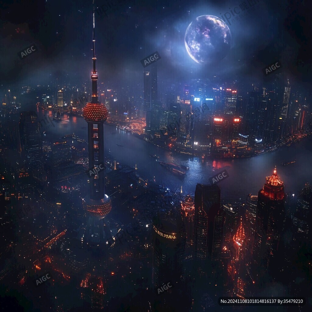 陸家嘴圓月夜景