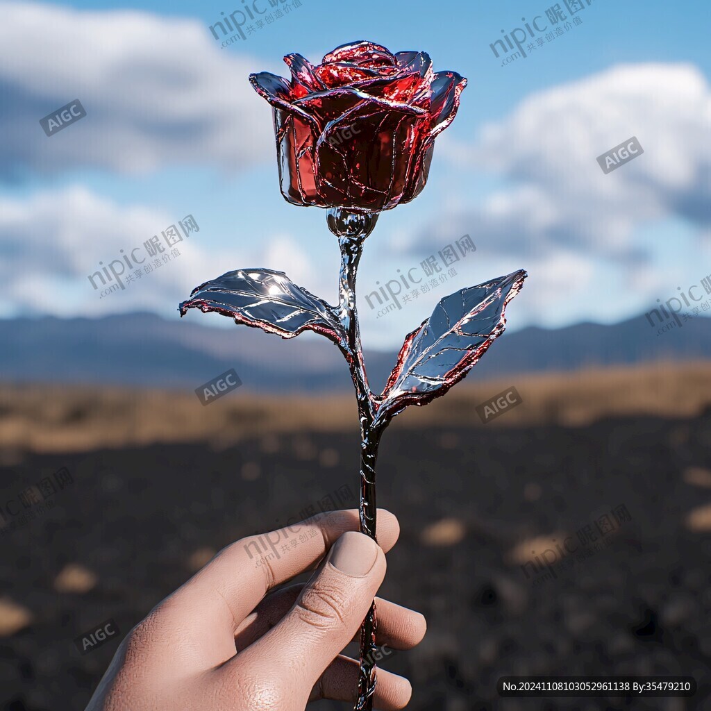 一枝玫瑰干花