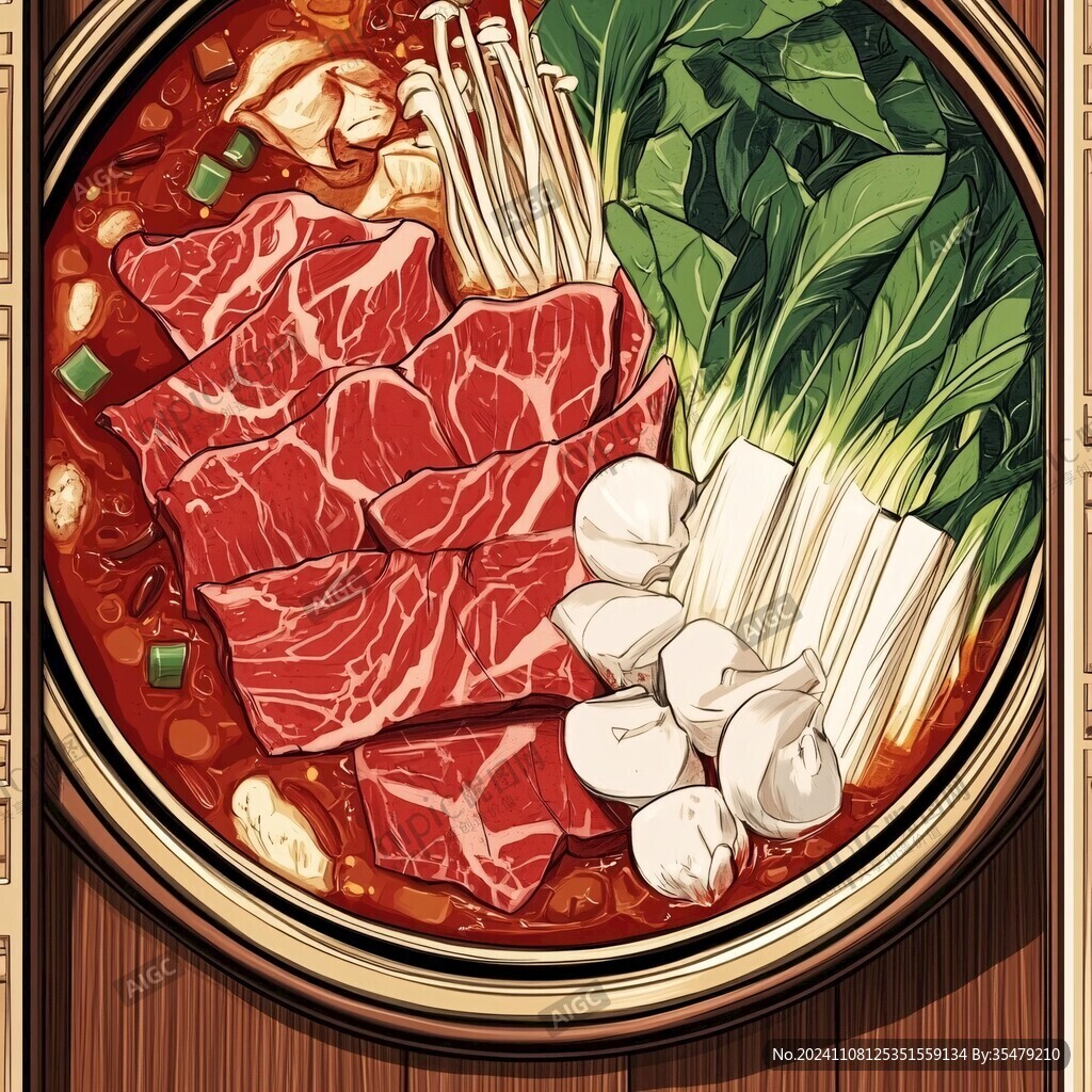 牛肉火鍋插畫