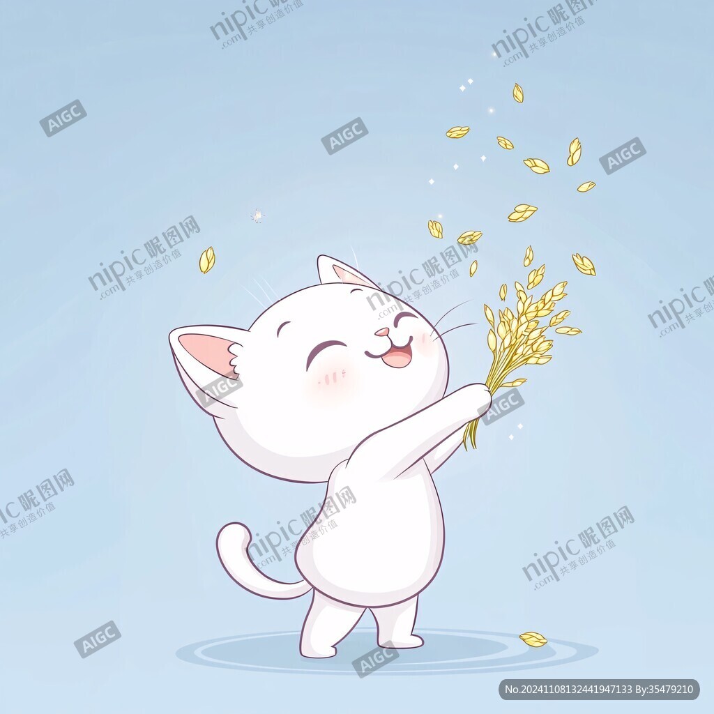 幸運小貓插畫