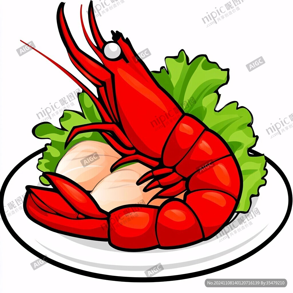 卡通小龍蝦美食