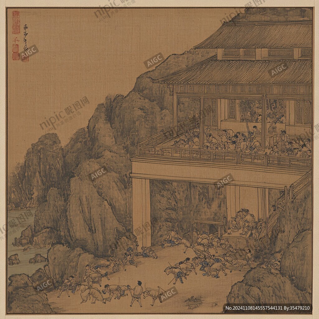 倚霞橫琴圖頁