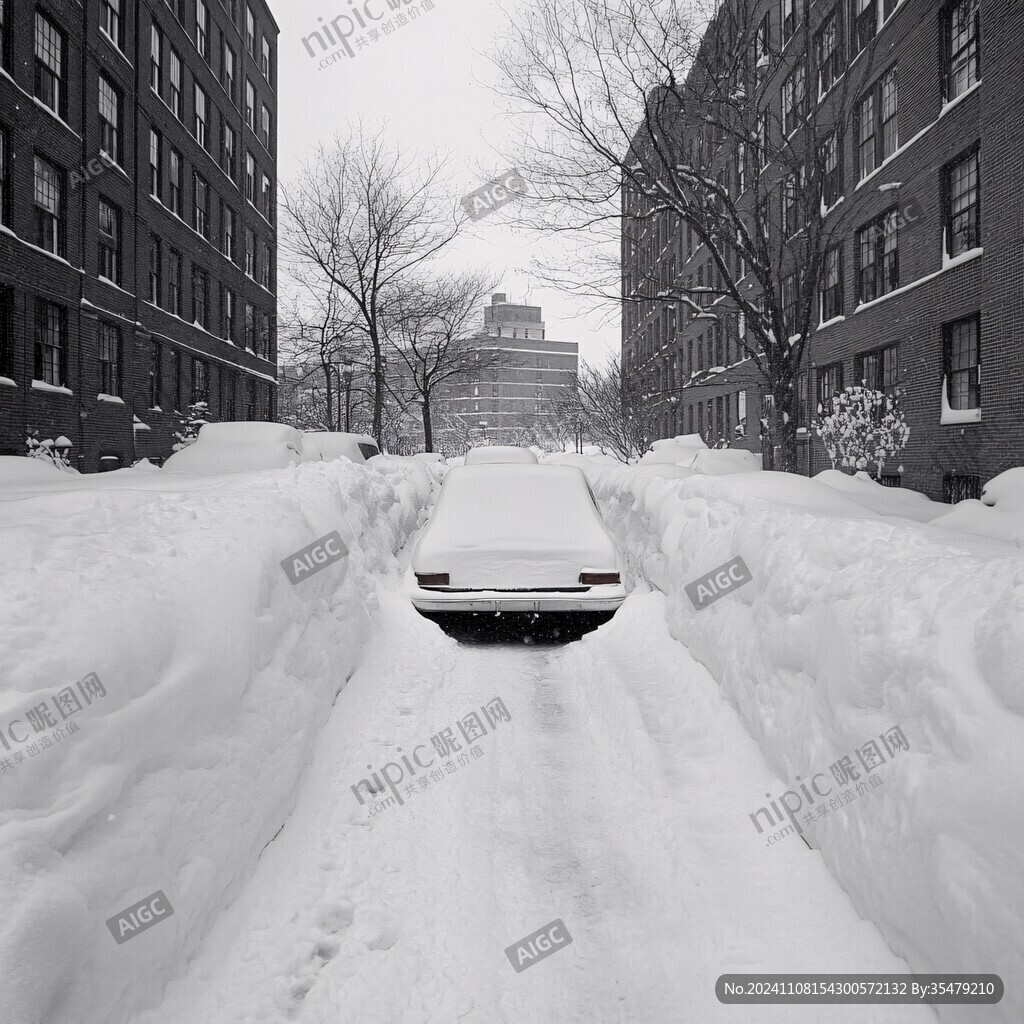 雪中地下車庫入口