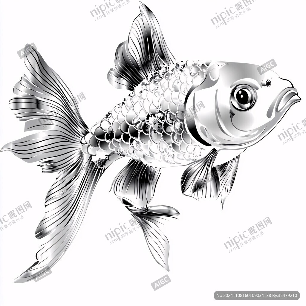 黑白魚手繪