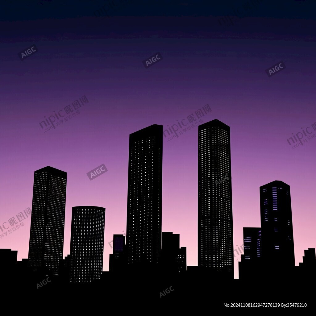 城市樓房黃昏剪影