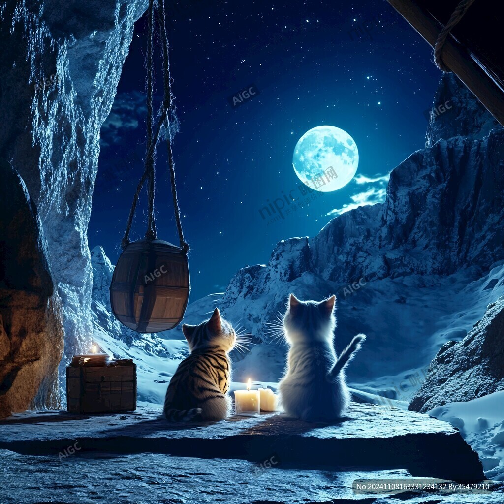 兩只貓看夜空