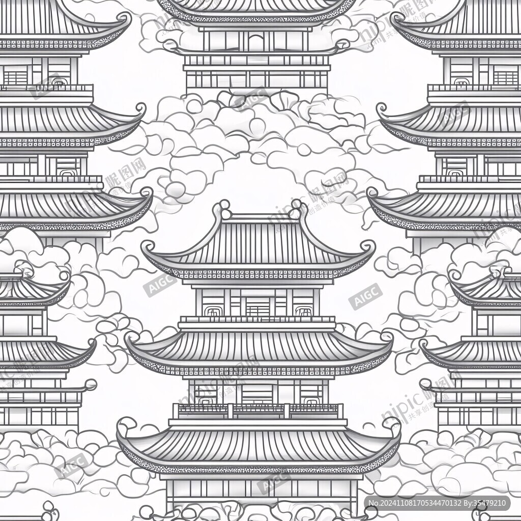 線描江南名樓