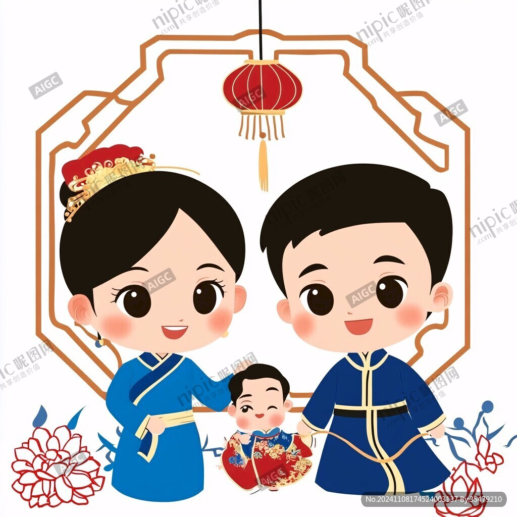 卡通中式婚庆人物 卡通中式婚庆人物