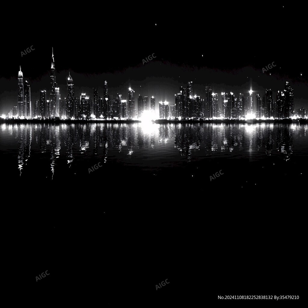 黑白外灘夜景
