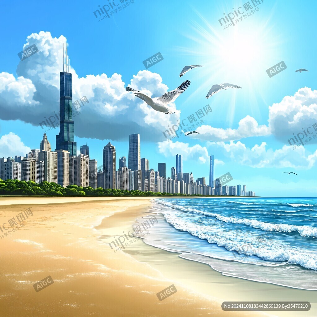 海邊城市背景