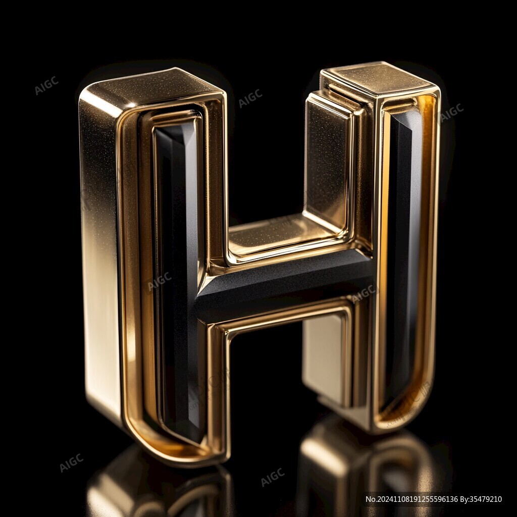 h字母金屬質感標志