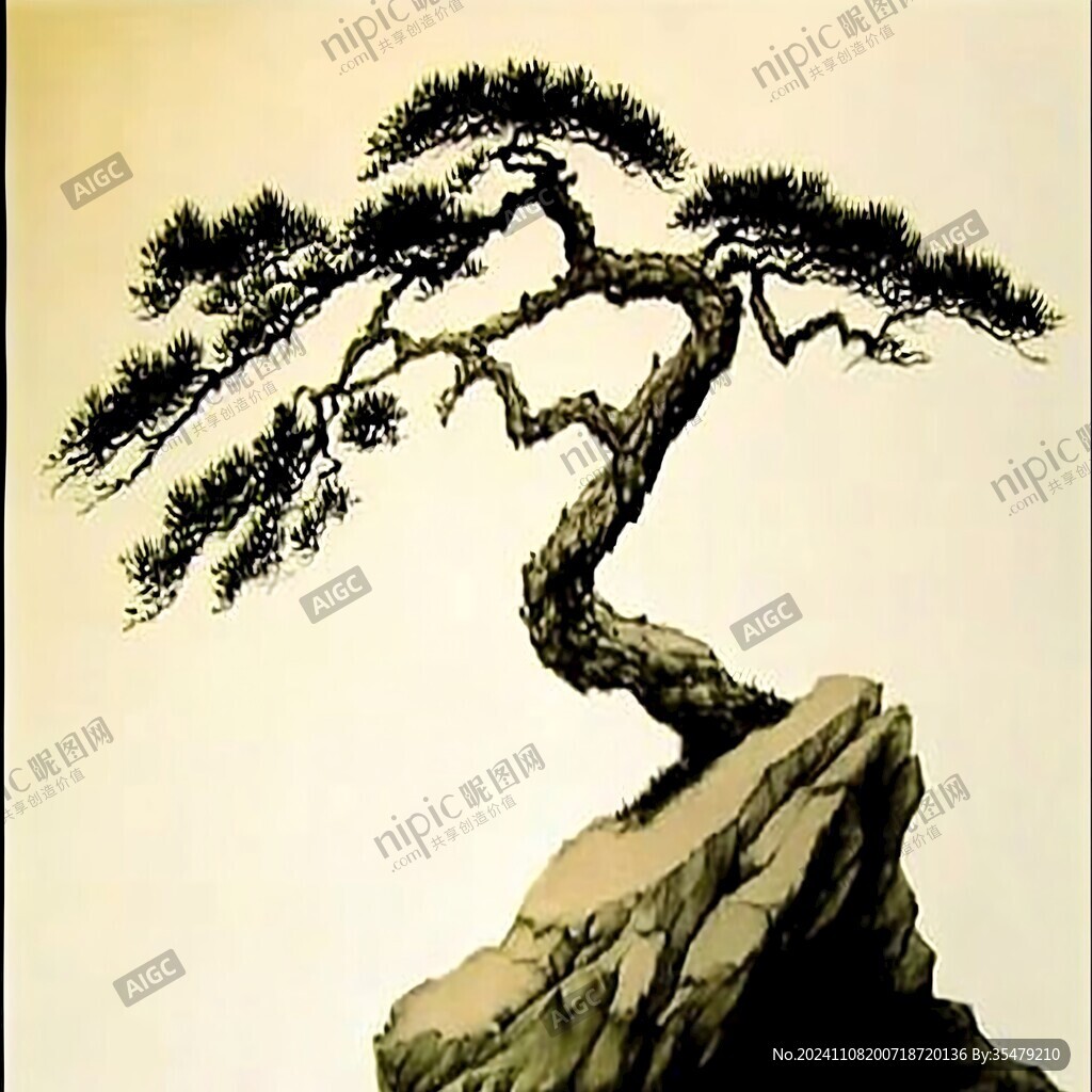 中國畫松樹