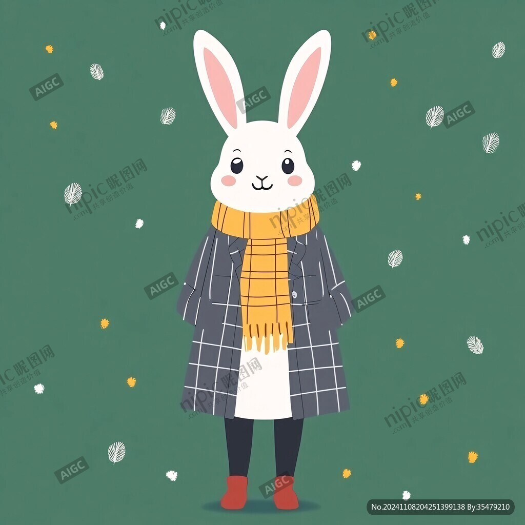 冬天小兔子卡通插畫