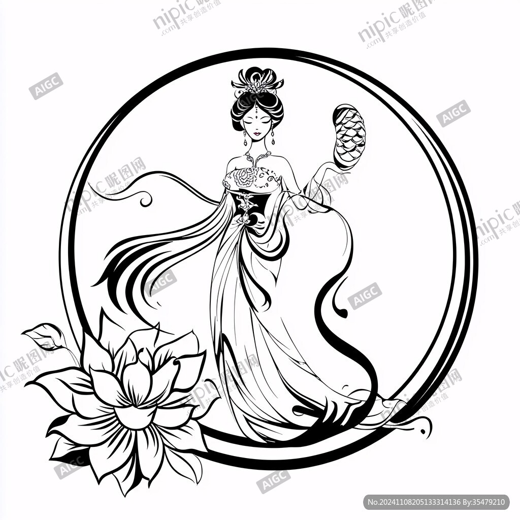 線描嫦娥