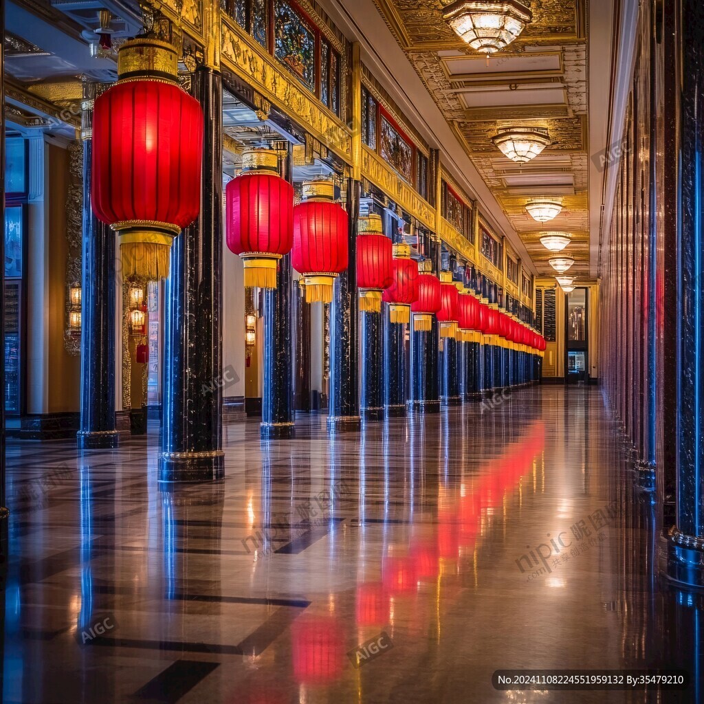 掛著紅燈籠的走廊