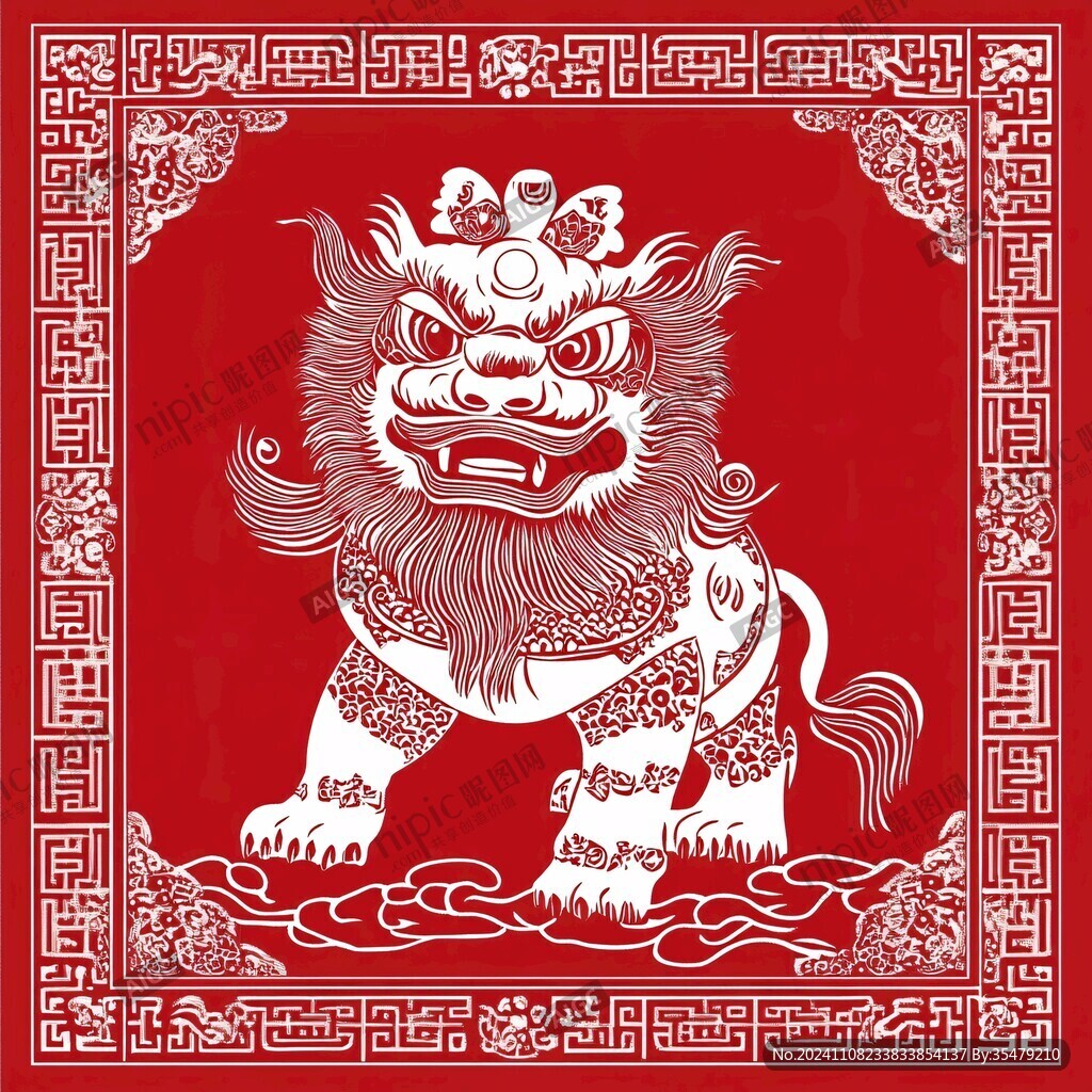 獅子滾繡球圖案