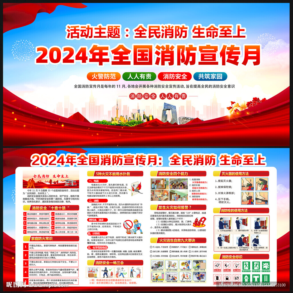 2024年消防月展板