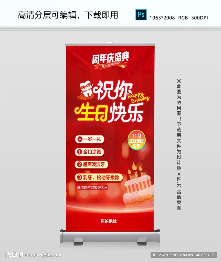 生日快樂展架海報